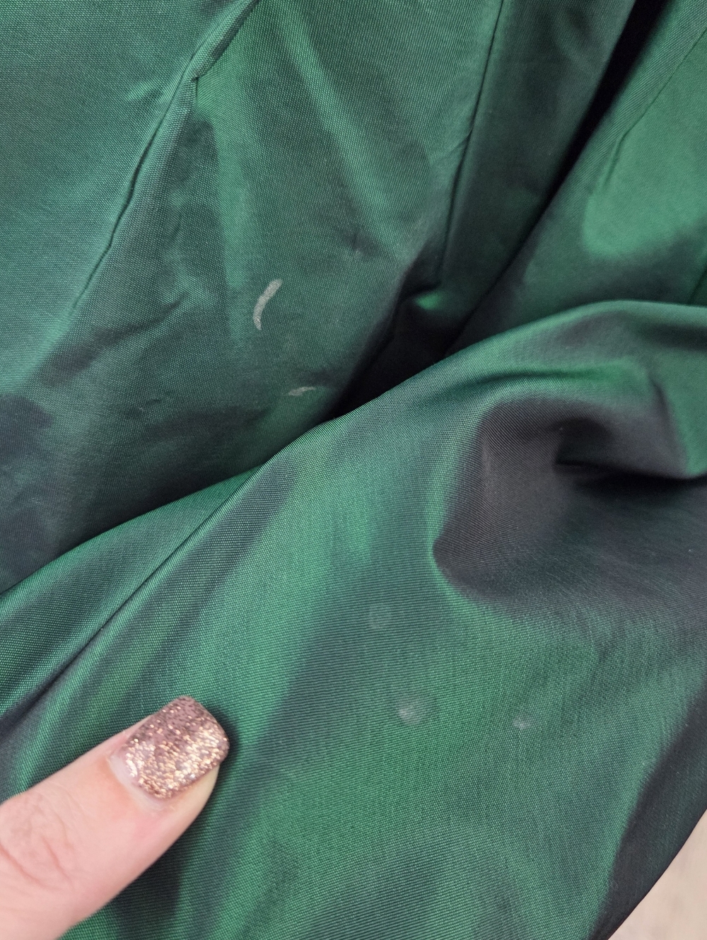 Vintage 80s green velvet mermaid prom dress midi gown bows rhinestones jeweltone - Picture 5 of 7
